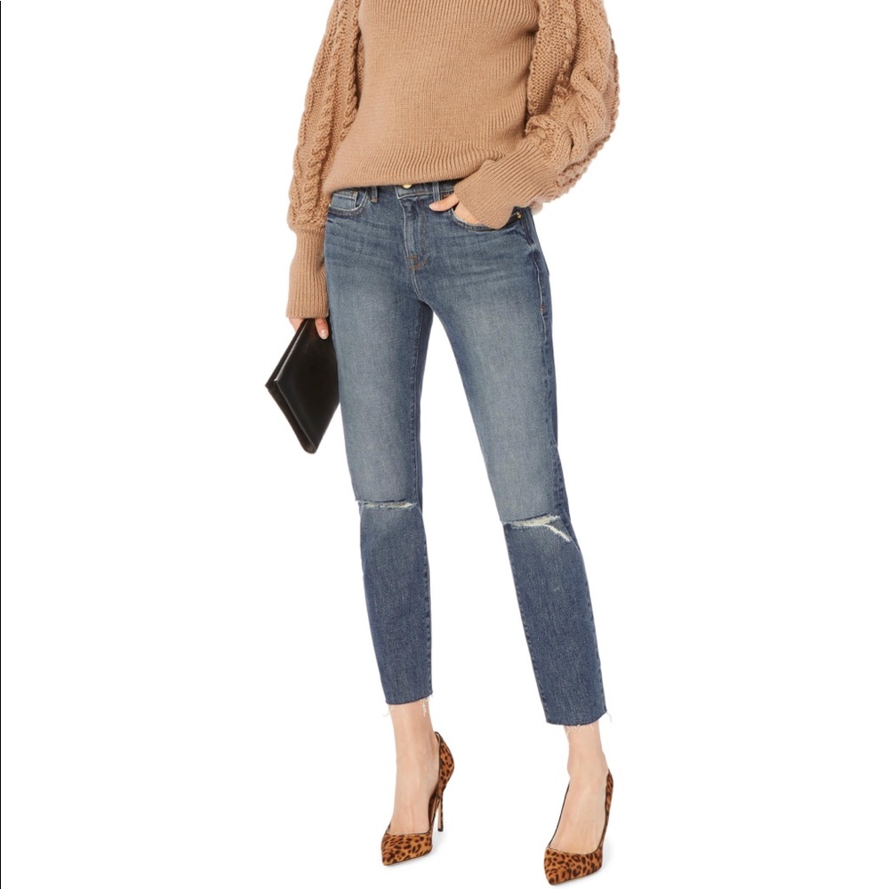 NWT FRAME Le Boy Ripped Cropped Jeans Size 26